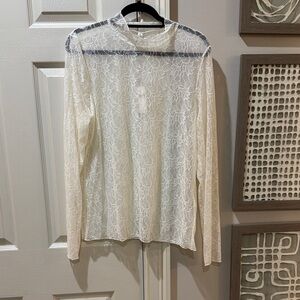Anthropologie Lace Long Sleeve Blouse - Cream-NEW w/tag, Size XL